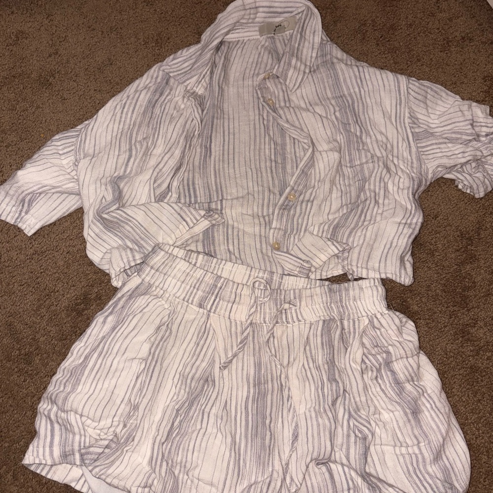 Thread & Supply Light Button Up Striped Set